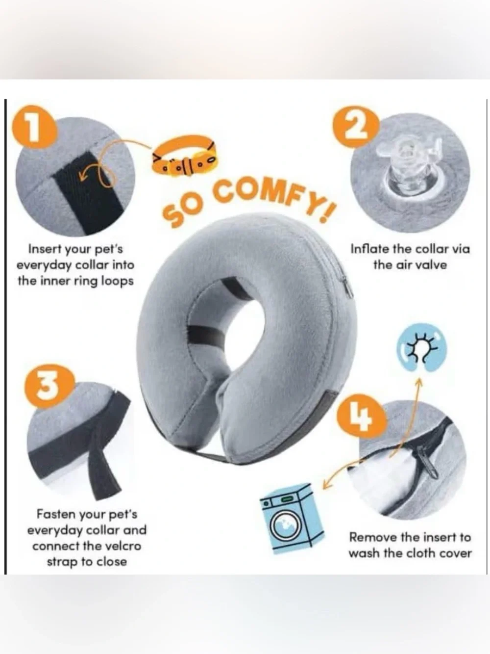 Blue Plush Donut Recovery Collar for Dogs - Comfortable Soft Support